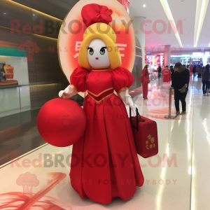 nan Dim Sum mascot costume character dressed with a Ball Gown and Briefcases