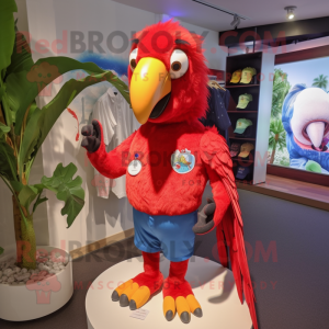 Rød Macaw maskot drakt...