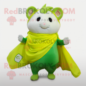 Lime Green Hamster mascot costume character dressed with a Capri Pants and Shawls