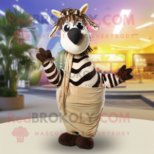 Tan Zebra maskot kostym...