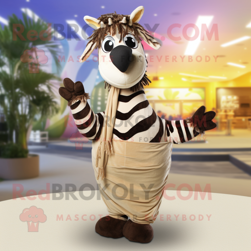 Tan Zebra mascot costume character dressed with a Bikini and Shawls