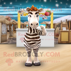 Tan Zebra mascot costume character dressed with a Bikini and Shawls