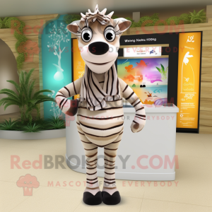 Tan Zebra mascot costume character dressed with a Bikini and Shawls