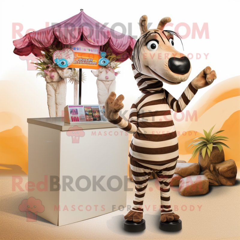 Tan Zebra mascot costume character dressed with a Bikini and Shawls Tan Zebra mascot costume character dressed with a Bikini and Shawls