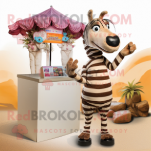 Tan Zebra mascot costume character dressed with a Bikini and Shawls