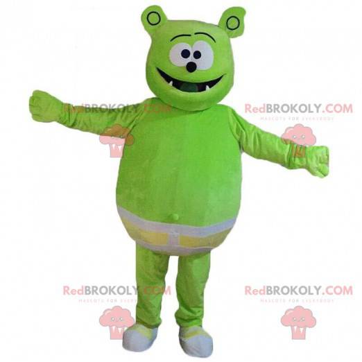 Green monster mascot with underpants, green creature costume -