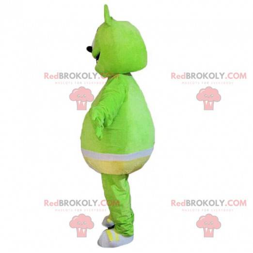 Green monster mascot with underpants, green creature costume -