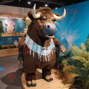 nan Woolly Rhinoceros mascot costume character dressed with a Swimwear and Bow ties