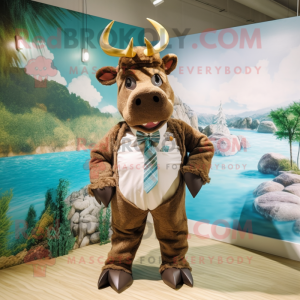 nan Woolly Rhinoceros mascot costume character dressed with a Swimwear and Bow ties