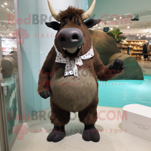 nan Woolly Rhinoceros mascot costume character dressed with a Swimwear and Bow ties