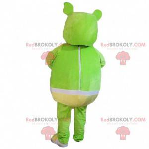 Green monster mascot with underpants, green creature costume -