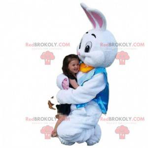 Costume de lapin blanc avec un gilet bleu, costume de lapin -