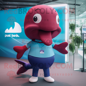 Maroon Blue Whale maskot...