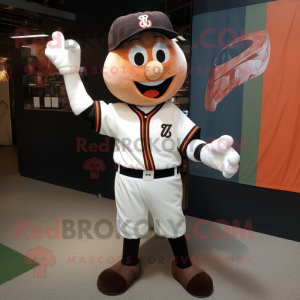 Rust Mime mascot costume character dressed with a Baseball Tee and Brooches