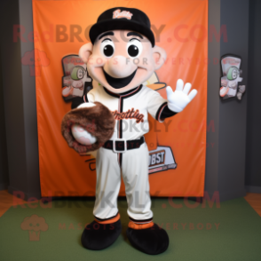 Rust Mime mascot costume character dressed with a Baseball Tee and Brooches