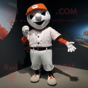 Rust Mime mascot costume character dressed with a Baseball Tee and Brooches