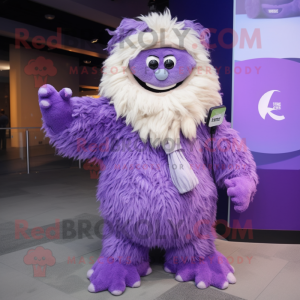 Paarse Yeti mascotte...