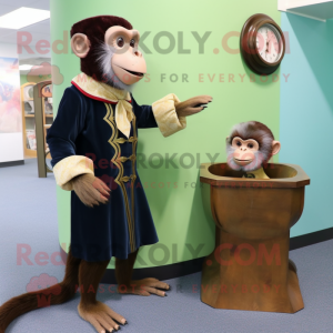 Olive Capuchin Monkey mascot costume character dressed with a Dress and Watches
