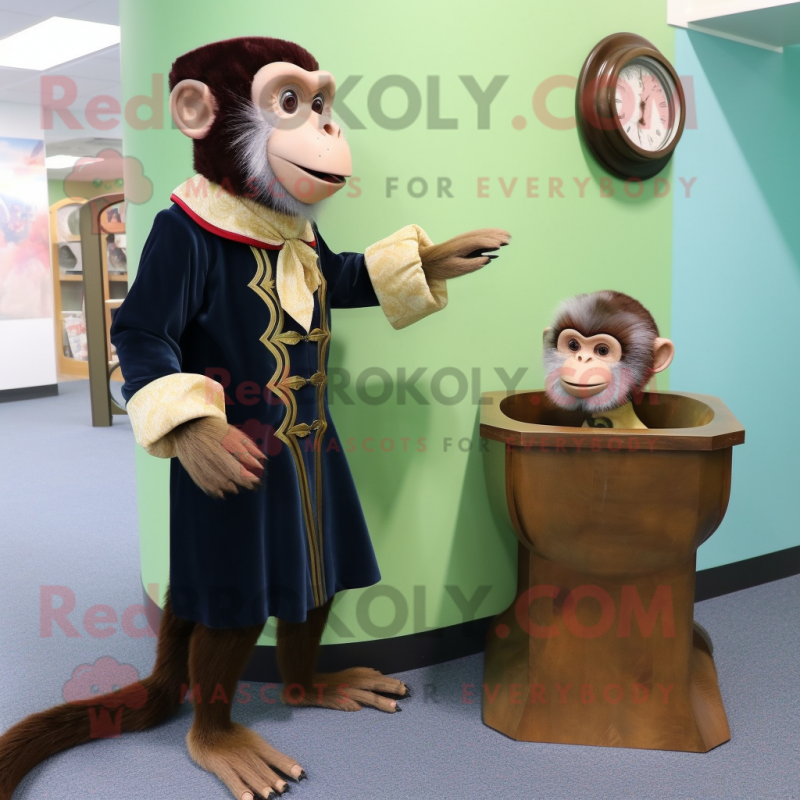 Olive Capuchin Monkey mascot costume character dressed with a Dress and Watches Olive Capuchin Monkey mascot costume character dressed with a Dress and Watches
