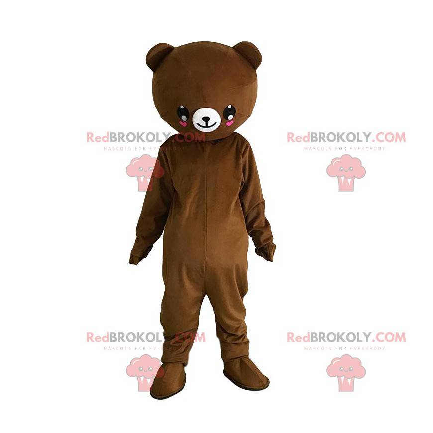 Mascote urso de pelúcia marrom, personalizável - Redbrokoly.com