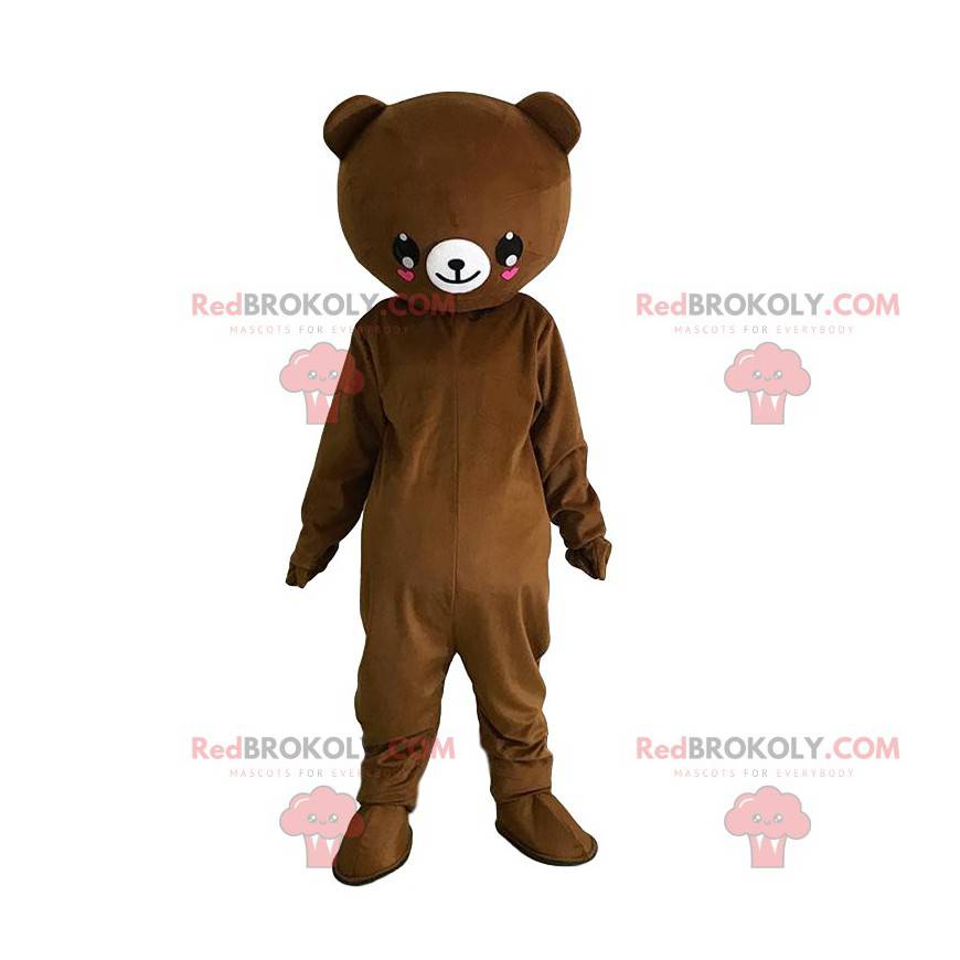 Mascotte bruine teddybeer, aanpasbaar - Redbrokoly.com