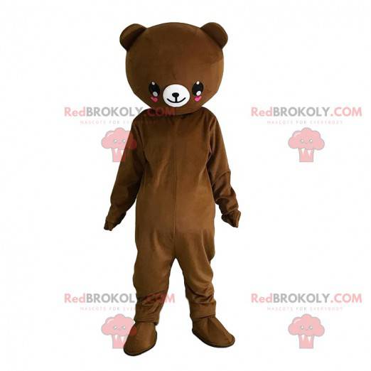 Mascotte bruine teddybeer, aanpasbaar - Redbrokoly.com