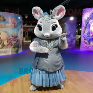 nan Chinchilla mascot costume character dressed with a Skirt and Rings