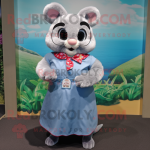 nan Chinchilla mascot costume character dressed with a Skirt and Rings