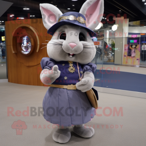 nan Chinchilla mascot costume character dressed with a Skirt and Rings