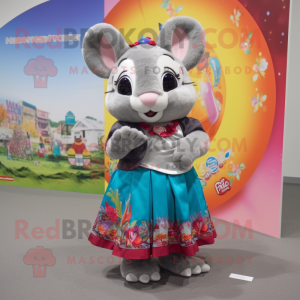 nan Chinchilla mascot costume character dressed with a Skirt and Rings