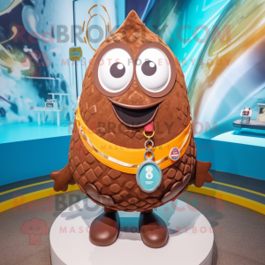 Brown Pendant mascot costume character dressed with a Swimwear and Necklaces