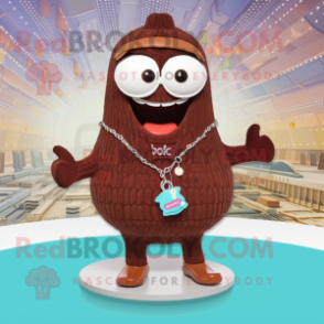 Brown Pendant mascot costume character dressed with a Swimwear and Necklaces