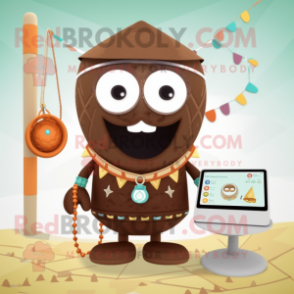 Brown Pendant mascot costume character dressed with a Swimwear and Necklaces