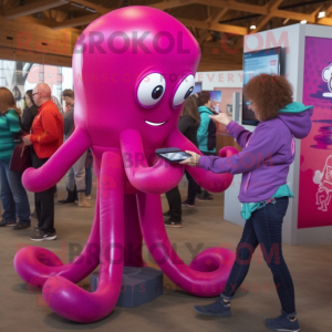 Magenta Octopus mascotte...