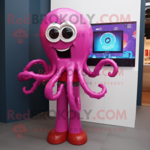 Magenta Octopus mascotte...