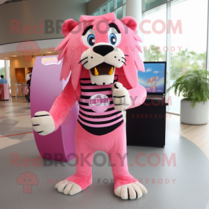Pink sabeltand tiger maskot...