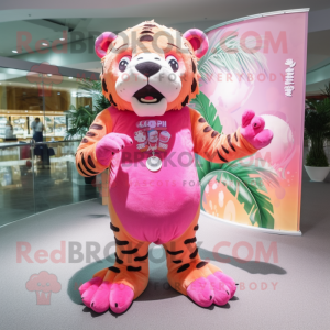 Pink sabeltand tiger maskot...