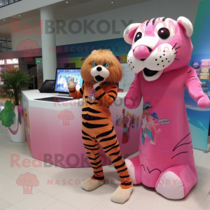 Pink sabeltand tiger maskot...