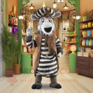 Oliven Zebra maskot kostume...