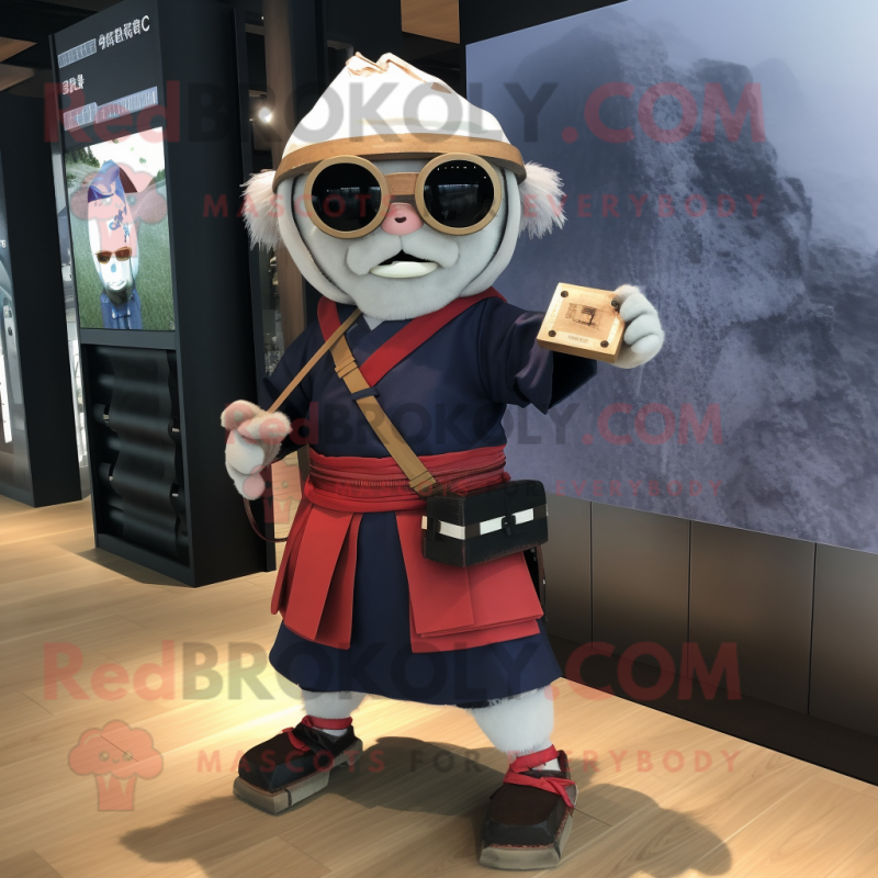 nan Samurai mascot costume character dressed with a Shorts and Briefcases