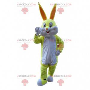 Maskot žlutého a bílého králíka, kostým Bugs Bunny -