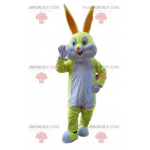 Mascotte coniglio giallo e bianco, costume Bugs Bunny -