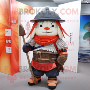 nan Samurai mascot costume character dressed with a Shorts and Briefcases