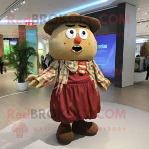 nan Potato mascot costume character dressed with a Maxi Dress and Belts