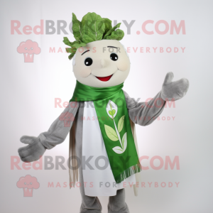 Silver Beet mascot costume character dressed with a Sweater and Scarf clips