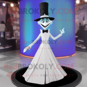 White Witch'S Hat mascot costume character dressed with a Evening Gown and Bow ties