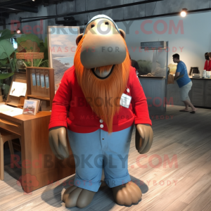 Röd valross maskot kostym...