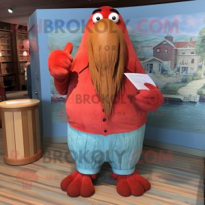 Rød hvalross maskot drakt...