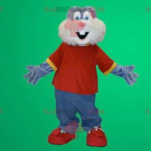 Gray and white rabbit mascot - Redbrokoly.com