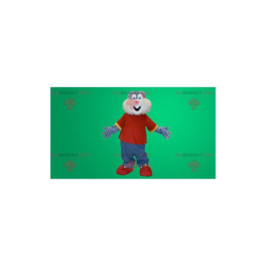 Graues und weißes Kaninchenmaskottchen - Redbrokoly.com Graues und weißes Kaninchenmaskottchen - Redbrokoly.com
